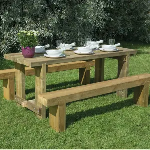 Forest Garden Sleeper Natural timber Wooden Non-foldable Bench 180cm(W) 75cm(H)