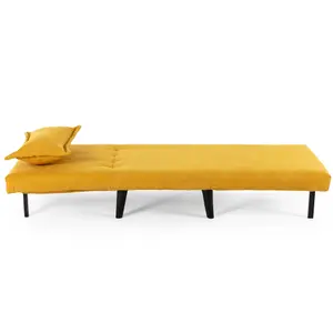 Harper 1 Seater Folding Clic Clac Fabric Living Room Lounge Futon Sofa Bed Mustard