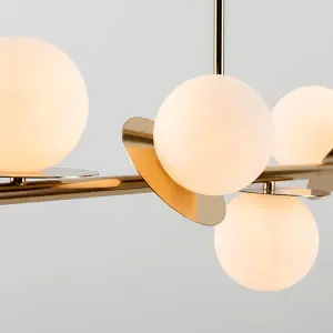 houseof Brass Frosted Glass Opal Ball Shade Disk Ceiling Light - Gold