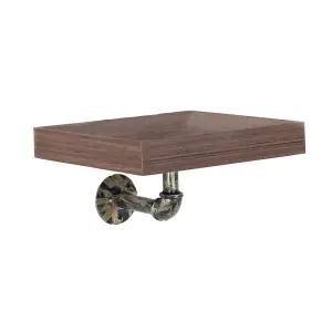 240mm loft wall shelf kit, walnut effect with pipe design brackets