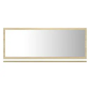 Dorlene Framed Wall Mounted Bathroom Mirror White And Sonoma Oak / 90 cm