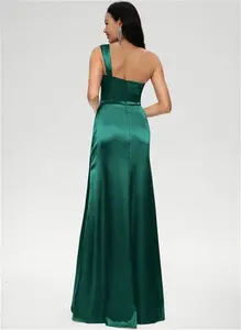 JJ's House Prom Dress Emerald Sleeveless Long Asymmetrical Sheath Stretch Satin 2025