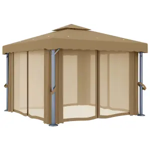 Berkfield Gazebo with Curtain 3x3 m Taupe Aluminium