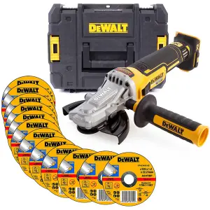 Dewalt DCG405FN 18v XR Brushless 125mm Flathead Angle Grinder Tstak + 12 Discs