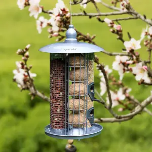 Hanging Wild Garden Bird Feeder 3 in 1 Seed, Nut, Fat Ball Suet Feeding Station