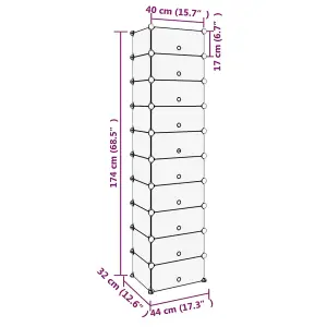 Berkfield Shoe Rack Transparent 44x32x174 cm PP