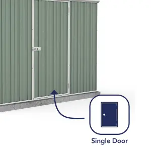 Absco 7.5ft x 3ft Metal Storage Shed Pent Roof Single Door Green Garden Building