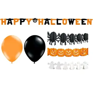 Happy Halloween Decorating Kit Party Set Balloons Bunting Garlands Spider Ghost Banner x14 Pack