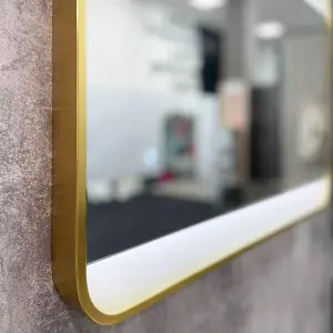 Brushed Brass 800mm x 600mm Frame Mirror with Colour Change (13630)