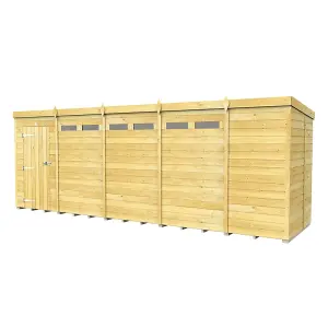 19 x 5 Feet Pent Security Shed - Single Door - Wood - L147 x W560 x H201 cm