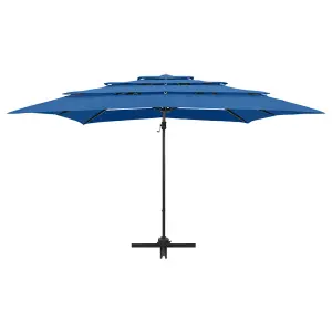 Berkfield 4-Tier Parasol with Aluminium Pole Azure Blue 250x250 cm