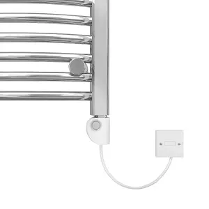 Rinse Bathrooms Curved Electric Heated Towel Rail Pre-filled Thermostatic Bathroom Towel Radiator Chrome 700x400mm 150W