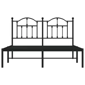 Berkfield Metal Bed Frame with Headboard Black 140x190 cm