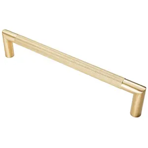 Knurled Mitred Door Pull Handle 320 x 20mm 300mm Fixing Centres Satin Brass PVD