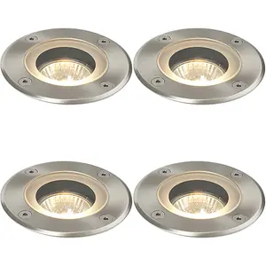 4 PACK Marine Grade IP65 Round Ground Light - 50W GU10 - Stainless Steel