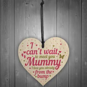 Red Ocean Wooden Heart Gift From Baby To Mummy To Be From Bump Present Baby Keepsake Baby Shower Gift