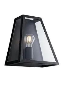 Luminosa Lexington Flush Wall Lantern, Black, Transparent, E27