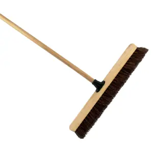 24-Inch Bassine Broom - Wide Outdoor Sweeper with Wooden Handle - Perfect for Large Patios, Driveways, and Walkways