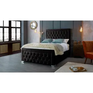 Gelson Plush Velvet Black Bed Frame