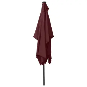 Berkfield Parasol with LEDs and Steel Pole Bordeaux Red 2x3 m