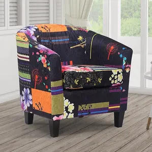 Fabric Black Patchwork Tricia Tub Chair