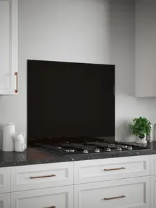 Black Gloss 6mm Glass Self-Adhesive Kitchen Splashback 900mm x 750mm Easy To Apply