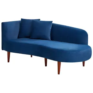 Left Hand Velvet Chaise Lounge Blue CHAUMONT