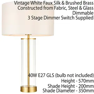 Touch Dimmable Table Lamp Gold Glass & White Shade Modern Bedside Feature Light