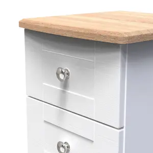 Sussex Ready assembled White & oak 2 Drawer Bedside chest (H)502mm (W)395mm (D)411mm