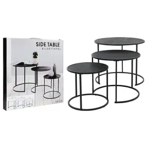 3 Piece Side Table Set Black