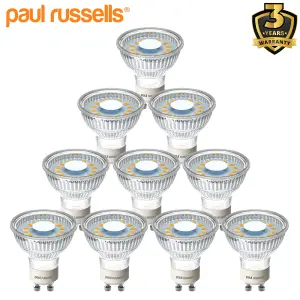 paul russells LED GU10 Light Bulb, 3W 345 Lumens, 30w Equivalent, 4000K Cool White, Ceiling Spotlights, Pack of 10