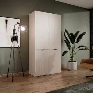 Serene Lund Hinged Door Wardrobe H2000mm W1010mm D510mm in Calming Beige - Tranquil Storage Retreat