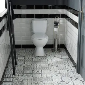 GoodHome Poprock Black & white Mosaic effect Vinyl tile, 1.3m²