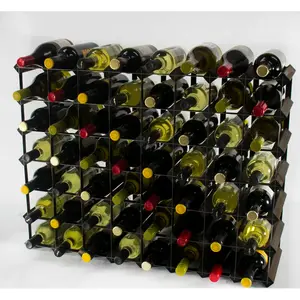 Liddle 56 Bottle Wine Rack Dark Oak Stained Pine / Black Steel