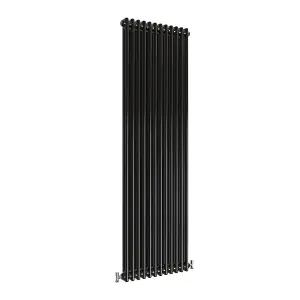 Vertical Black Double Column Radiator (H) 1800mm x (W) 560mm, 7512 BTU.