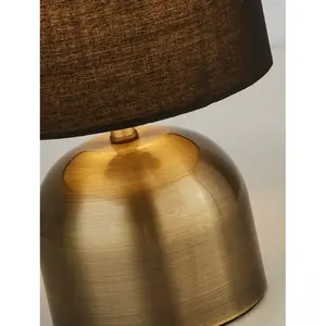 Boyce Satin Silver & White Shade Touch Lamp Antique Brass / Navy