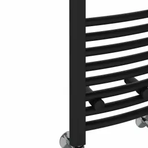 Rinse Bathrooms Electric Heated Towel Rail Curved Black Bathroom Towel Radiator 1400x300mm - 800W