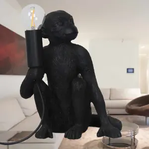 First Choice Lighting Black Monkey Table Lamp or Beside Light