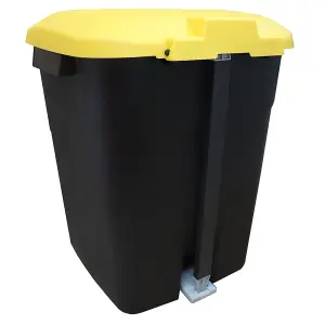 Pedal Operated Litter Bin - 50 Litre - Yellow Lid