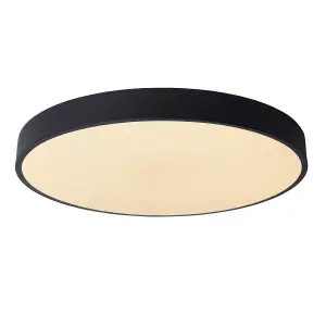 Lucide Unar Modern Flush Ceiling Light 49.5cm- LED Dim. - 1x36W 2700K - 3 StepDim - Black