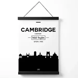 Cambridge Black and White City Skyline Medium Poster with Black Hanger