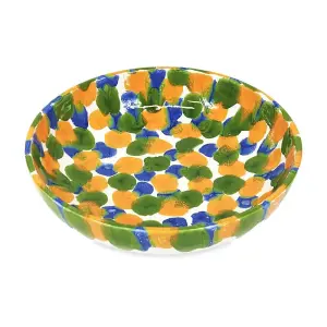 Petalo Hand Painted Ceramic Salad Fruit Bowl 26cm in Blue