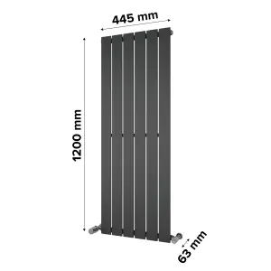 Ximax Vertirad HW1200445A Anthracite Gas Vertical Designer panel 1997BTU Radiator, (W)445mm x (H)1200mm