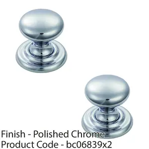 2 PACK - Tiered Mushroom Cupboard Door Knob 41mm Diameter Polished Chrome Cabinet Handle