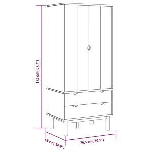 Wardrobe OTTA Brown and White 76.5x53x172 cm Solid Wood Pine