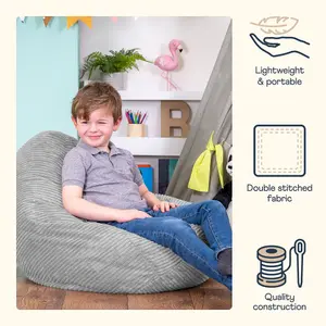 icon Kids Dalton Corduroy Bean Bag Chair Grey Childrens Bean Bags