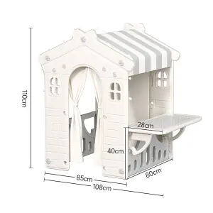 Plastic Playhouse for Kids Outdoor Garden Pretend Play Games with Curtain Suitable for ages 2 to 4