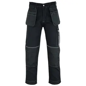 MS9 Mens Cargo Work Trousers Pants Jeans with Multi Pockets S5, Black - 42W/32L