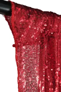 Neel Blue Shiny Fabric Sequin Backdrop Glitter Curtain, Red - 4ft x 9ft