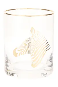 Interiors by Premier Zebra Print Glass Tumbler, Handcrafted 380ml Tumbler Glassware, Safari-Inspired Tall Tumbler For Wine